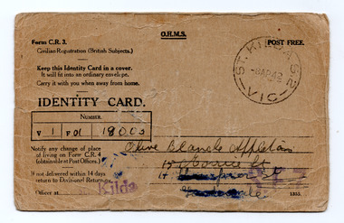 Administrative record - Identification card, Identity Card, 1942