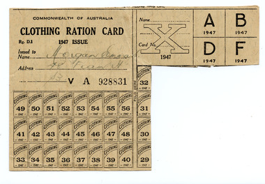 Administrative record - Ration Card, Clothing Ration Card 1947 Issue, 1947