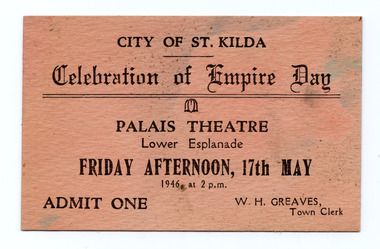 Ephemera - Ticket, Celebration of Empire Day, 1946