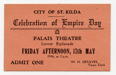 Ephemera - Ticket, Celebration of Empire Day, 1946