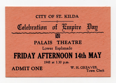 Ephemera - Ticket, Celebration of Empire Day, 1948