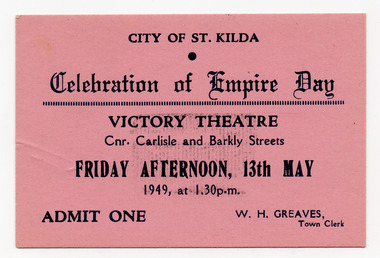 Ephemera - Ticket, Celebration of Empire Day, 1949