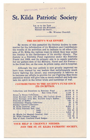 Document - Annual report, St Kilda Patriotic Society, 1943