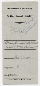 Legal record - Legal agreement, Agreement for Keeping Graves in Perpetuity, 1948