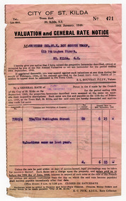 Administrative record - Notice, Valuation and General Rate Notice, 1948