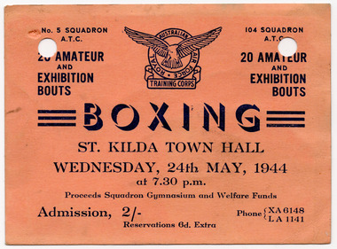 Ephemera - Ticket, Boxing, 1944