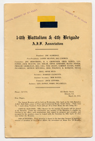 Document - Annual report, 14th Battalion & 4th Brigade AIF Association, 1940