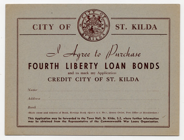 Administrative record - Form, Fourth Liberty Loan Bonds, 1943