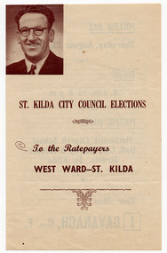 Ephemera - Brochure, St Kilda City Council Elections West Ward - St Kilda, 1951