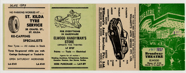Ephemera - Program, Broadway Theatre Elwood, 1957