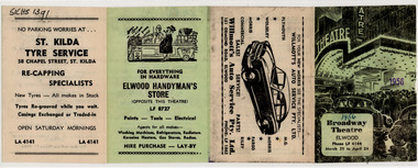 Ephemera - Program, Broadway Theatre Elwood, 1956