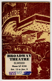 Ephemera - Program, Broadway Theatre Elwood, 1955