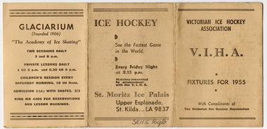 Ephemera - Program, V.I.H.A. Fixtures for 1955, 1955