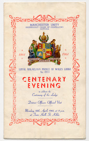 Ephemera - Program, Centenary Evening, 1961