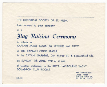 Ephemera - Invitation, Flag Raising Ceremony, 1970