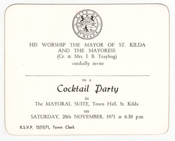 Ephemera - Invitation, Cocktail Party, 1971