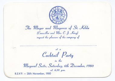 Ephemera - Invitation, Cocktail Party, 1980