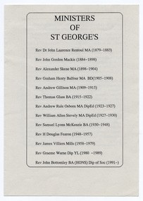 Ephemera - Pamphlet, Ministers of St George's, c1994