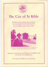 Ephemera - Certificate, The City of St Kilda, 1994