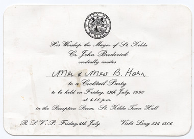 Ephemera - Invitation, Cocktail Party, 1990