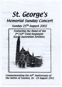 Ephemera - Program, St George's Memorial Sunday Concert, 2002