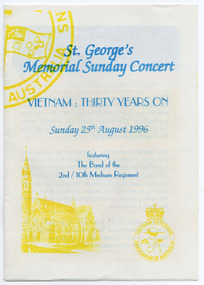 Ephemera - Program, St George's Memorial Sunday Concert 'Vietnam: Thirty Years On', 1996