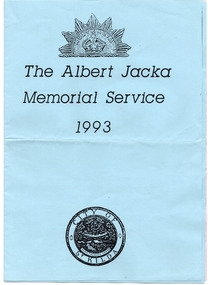 Ephemera - Program, The Albert Jacka Memorial Service 1993, 1993