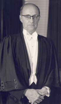 Photographic portrait of then St Kilda Town Clerk William H  Greaves wearing official robes