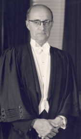 Photographic portrait of then St Kilda Town Clerk William H  Greaves wearing official robes