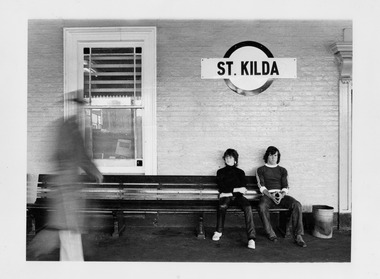 Photograph - Street scene, St Kilda Railway Station, c1980s