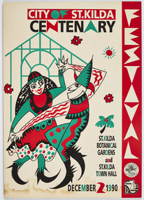 Artwork, other - Poster, Amanda Narille, City of St Kilda Centenary Festival, 1990