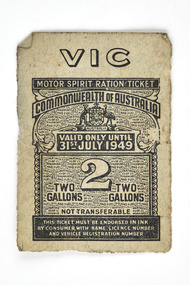 Administrative record - Petrol Voucher, Motor Spirit Ration Ticket, 1940s
