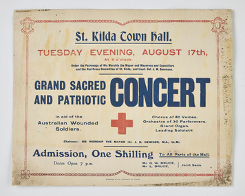 Poster - Advertisement, Grand Sacred and Patriotic concert, 1920
