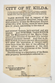 Administrative record - Notice of regulations, Notice of intent to take possession of property, 1890