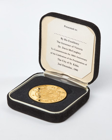 Souvenir - Medallion, City of St Kilda Centenary medallion in presentation case, 1990