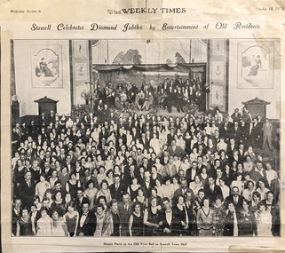 Newspaper, Diamond Jubilee Celebration in the Town Hall 1939