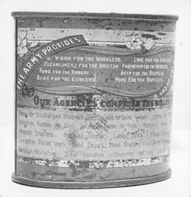 Photograph, Salvation Army Donation Tin -- 2 Photos