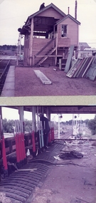 Photograph, Railway Signal Box No.1 being Demolished in Seaby Street- 2 Photos -- Coloured