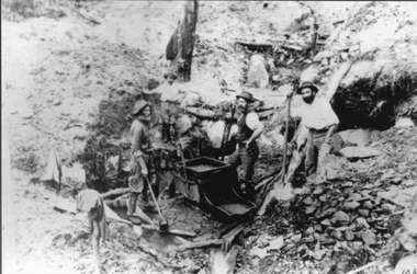 Photograph, Mining Scene with a gold rocking cradle