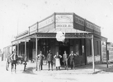 Photograph, Mr W.H. Mitchell Grocery Shop Cnr. Patrick & Sloan Streets c1916