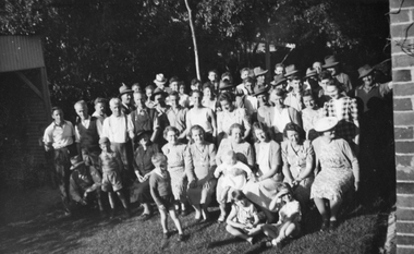 Photograph, North Park Volunteers instrumental in making North Park at the home of Mr G LaGerche 1948, 1948