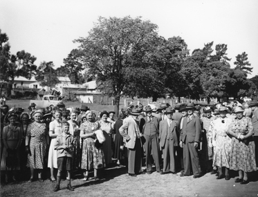 Photograph, Gold Memorial site Stawell West with crowd of people  c. 1950s- 2 Photos