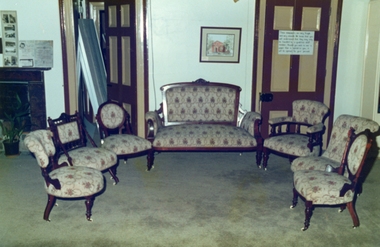 Photograph, Victorian Furniture Setting in old Court House Parlour -- coloured