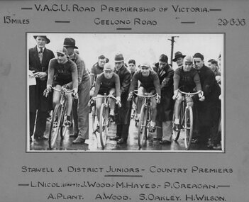 Photograph, Stawell and District Juniors Cycling Team Country Premiers 1936