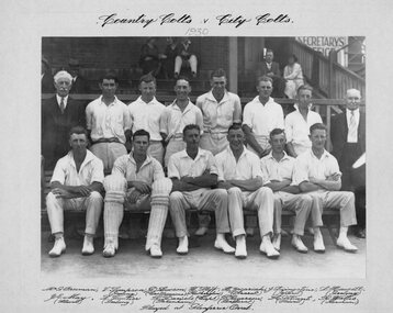 Photograph, "Country Colts" Cricket Team with names 1930