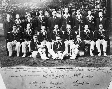 Photograph, Australian Cricket Test Team with names 1934