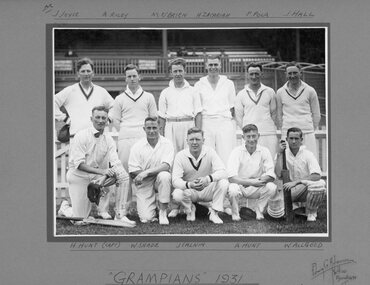 Photograph, “Grampian” Country Week Cricket Team with names 1931