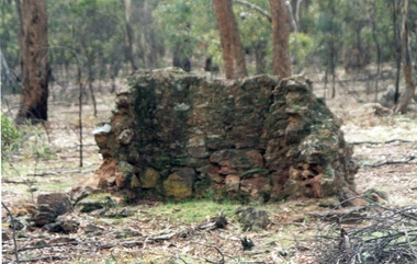 Photograph, House Chimney Remains in the Ironbarks -- 2 Photos -- Coloured