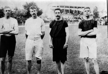 Photograph, Four Stawell Gift Finalists at Central Park 1903