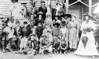 Photograph, Group in Fancy Dress taken near the Grand Stand at Central Park